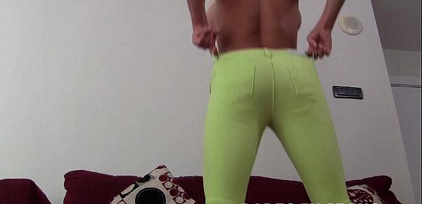  These sexy green jeans are totally skin tight JOI